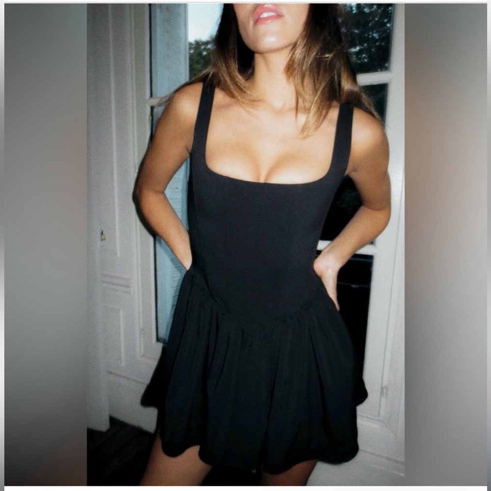 Zara Corset Black Mini Dress size M - Picture 6 of 7